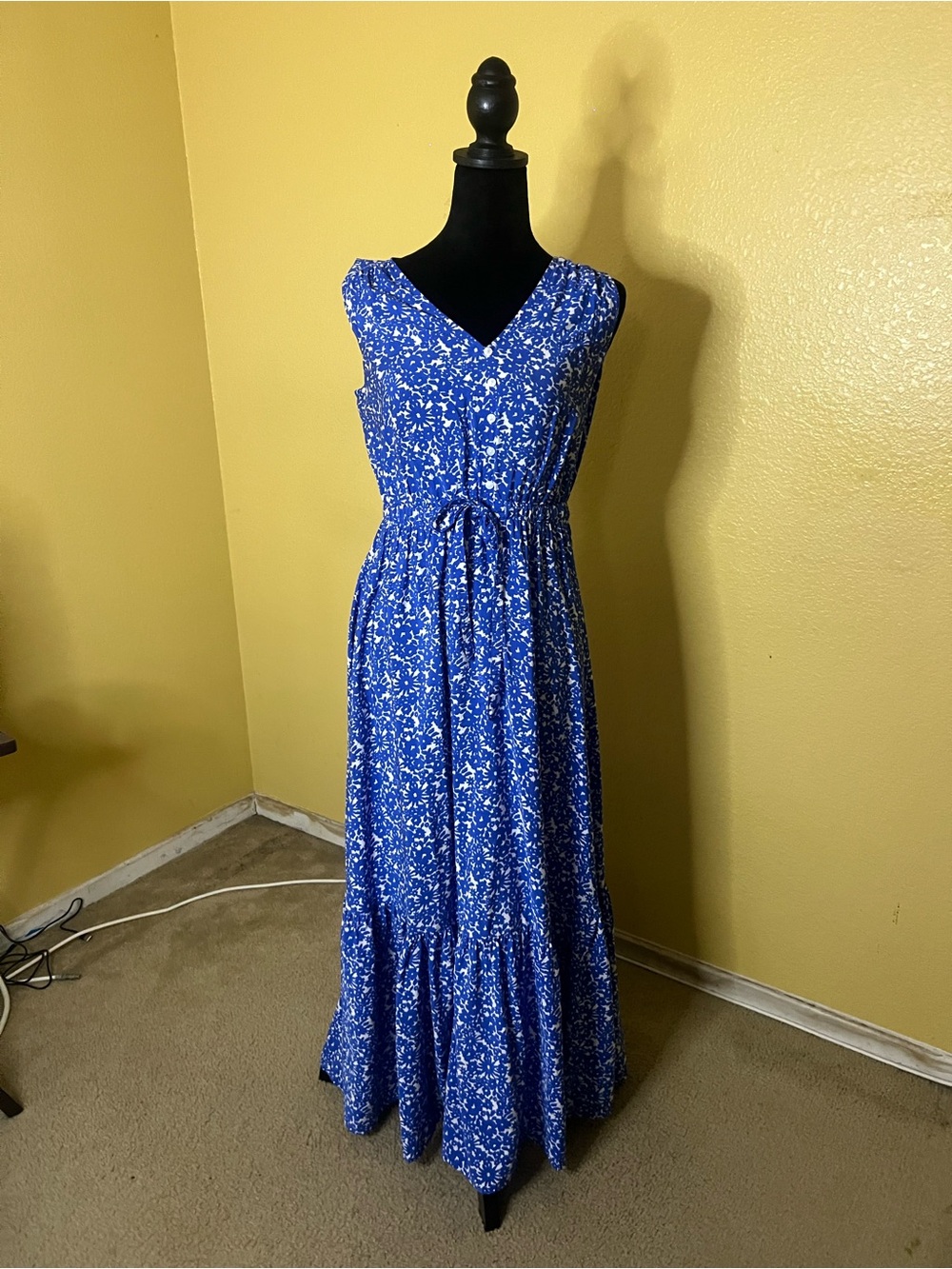 Sonoma Royal Blue Floral Tie-Waist Maxi Dress - Picture 7 of 7